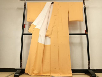 平和屋着物●上質な小紋　総刺繍　松　金糸　正絹　逸品　AABK7511fy