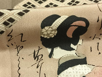 平和屋着物●男性　長襦袢　袷　風景人物文　正絹　逸品　AABK7514fy