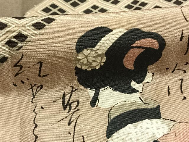 平和屋着物●男性　長襦袢　袷　風景人物文　正絹　逸品　AABK7514fy