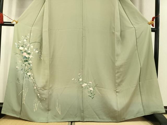 平和屋着物●訪問着　友禅　枝花文　暈し染め　正絹　逸品　AABK7519fy
