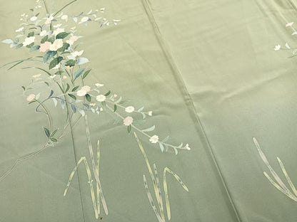 平和屋着物●訪問着　友禅　枝花文　暈し染め　正絹　逸品　AABK7519fy
