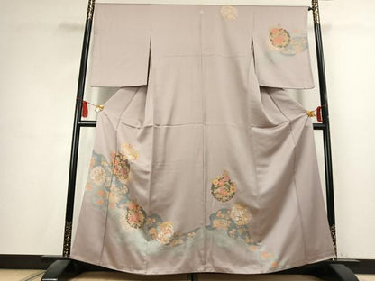 平和屋着物●訪問着　刺繍　雪輪花文　金銀彩　正絹　逸品　AABK7520fy