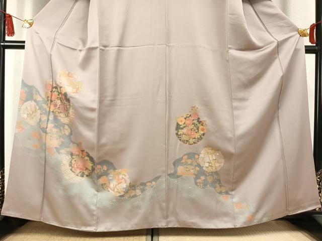 平和屋着物●訪問着　刺繍　雪輪花文　金銀彩　正絹　逸品　AABK7520fy