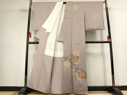 平和屋着物●訪問着　刺繍　雪輪花文　金銀彩　正絹　逸品　AABK7520fy