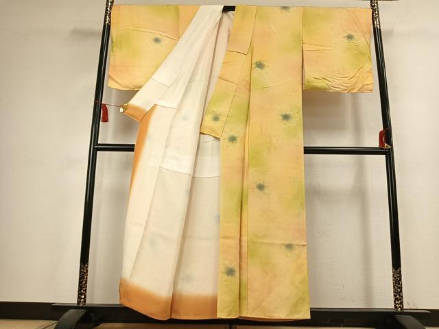 平和屋着物●上質な小紋　地紋起こし　草花文　暈し染め　正絹　逸品　AABK7523fy