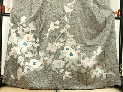 平和屋着物●日本工芸会正会員　京友禅作家　清水光美　訪問着　草花文　たたき染め　金銀彩　正絹　逸品　AABK7524fy