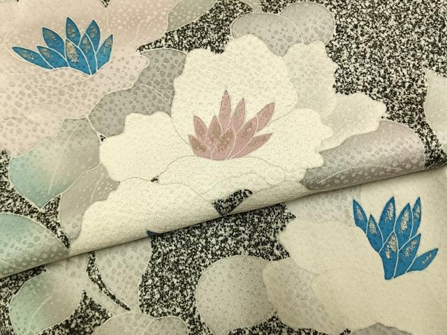 平和屋着物●日本工芸会正会員　京友禅作家　清水光美　訪問着　草花文　たたき染め　金銀彩　正絹　逸品　AABK7524fy