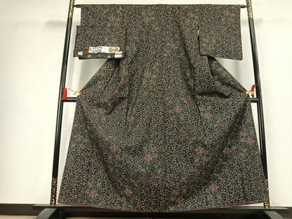 平和屋着物●本場大島紬　9マルキ　純泥染　手織　草花文　興紬商店謹製　証紙付き　正絹　逸品　未使用　AABK7526fy