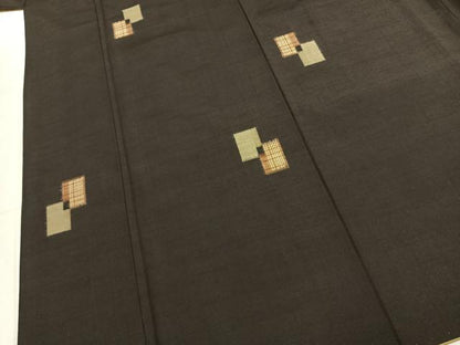 平和屋着物●上質な紬　色紙重ね文　正絹　逸品　AABK7527fy
