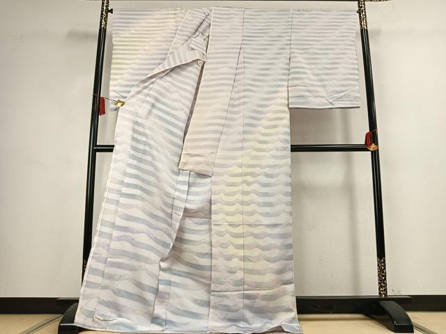 平和屋着物●訪問着　紬地　抽象文様　暈し染め　仮絵羽　正絹　逸品　未使用　AABK7529fy