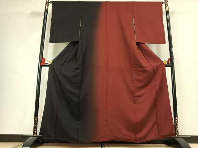 平和屋着物●染色作家　斉藤三才　訪問着　片身替わり　霞文　正絹　逸品　AABK7531fy