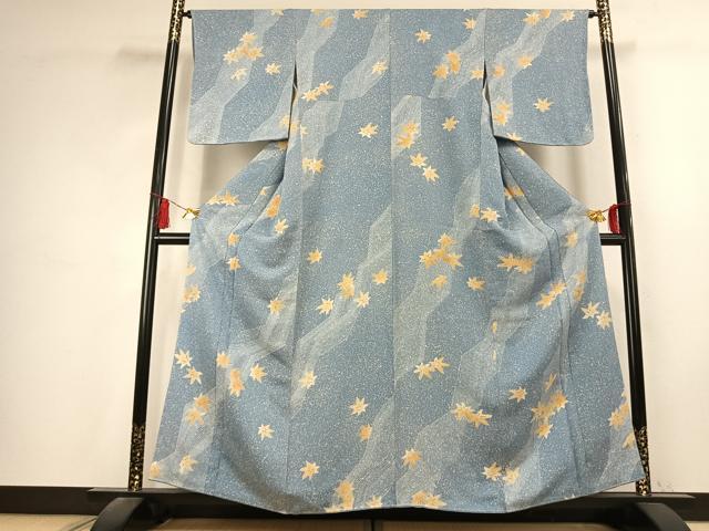平和屋着物●上質な小紋　楓　正絹　逸品　未使用　AABK7534fy