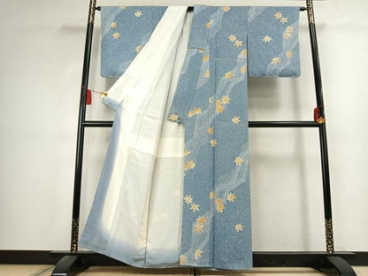 平和屋着物●上質な小紋　楓　正絹　逸品　未使用　AABK7534fy