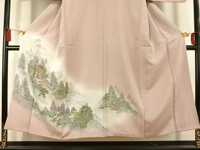 平和屋着物●訪問着　風景樹林文　暈し染め　金彩　正絹　逸品　AABK7537fy