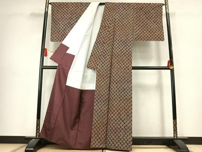 平和屋着物●上質な紬　流彩しぼり　蜘蛛絞り　証紙付き　正絹　逸品　未使用　AABK7539fy