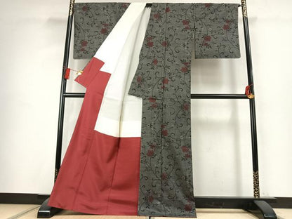 平和屋着物●本場大島紬　7マルキ　花唐草文　高橋一郎絹織物謹製　証紙付き　正絹　逸品　未使用　AABK7540fy