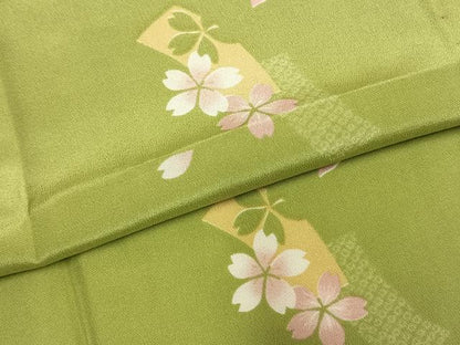 平和屋着物●長襦袢　無双仕立て　舞桜文　ますいわ屋扱い　正絹　逸品　AABK7544fy