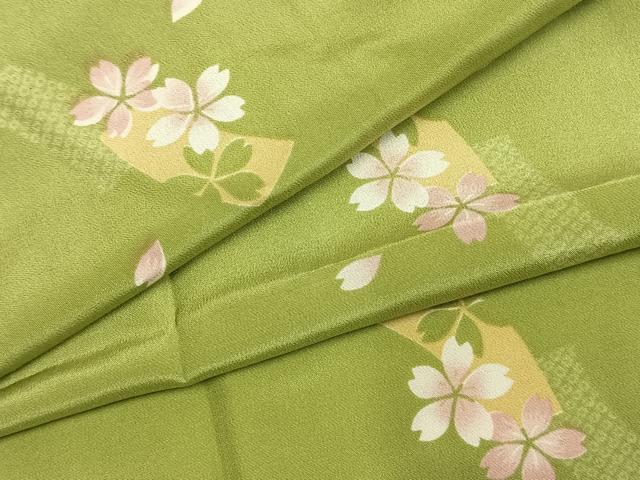平和屋着物●長襦袢　無双仕立て　舞桜文　ますいわ屋扱い　正絹　逸品　AABK7544fy