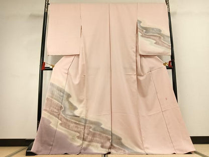 平和屋着物●訪問着　作家物　流水文　暈し染め　金彩　丹後ちりめん　仮絵羽　正絹　逸品　未使用　AABK7546fy