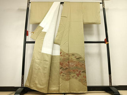 平和屋着物●豪華色留袖　松竹梅　金糸　金銀彩　正絹　逸品　AABK7547fy
