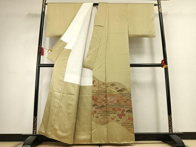 平和屋着物●豪華色留袖　松竹梅　金糸　金銀彩　正絹　逸品　AABK7547fy