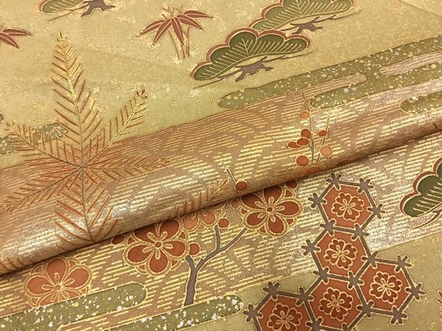 平和屋着物●豪華色留袖　松竹梅　金糸　金銀彩　正絹　逸品　AABK7547fy