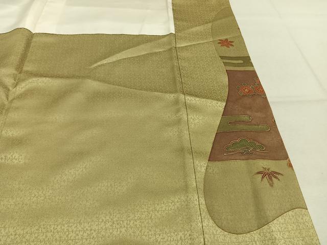 平和屋着物●豪華色留袖　松竹梅　金糸　金銀彩　正絹　逸品　AABK7547fy