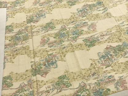 平和屋着物●小千谷紬　風景文　高島屋扱い　正絹　逸品　AABK7548fy