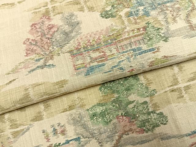 平和屋着物●小千谷紬　風景文　高島屋扱い　正絹　逸品　AABK7548fy