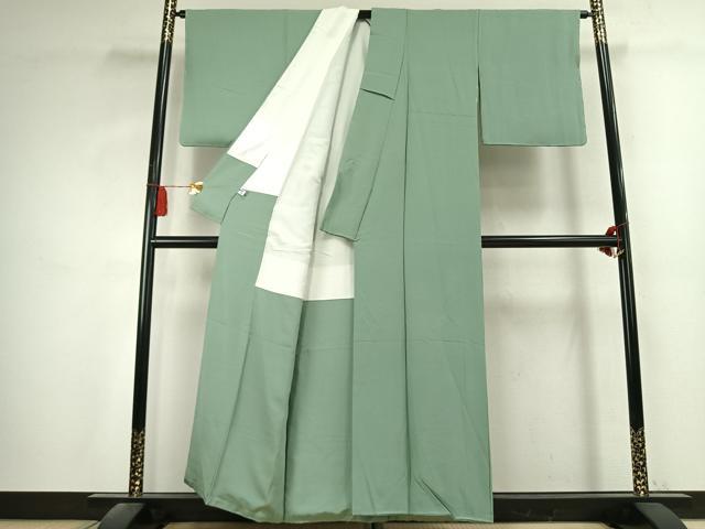 平和屋着物●上質な色無地　薄萌葱色　正絹　逸品　未使用　AABK7550fy
