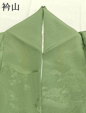 平和屋着物●上質な色無地　風景地紋　柳染色　正絹　逸品　AABK7553fy