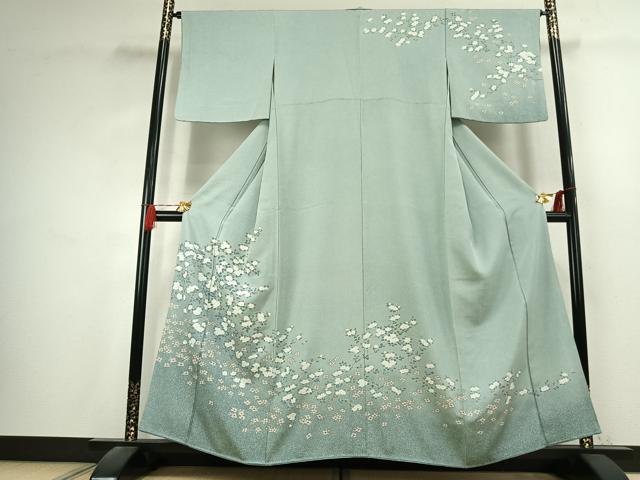 平和屋着物●訪問着　枝花文　暈し染め　金彩　正絹　逸品　AABK7554fy
