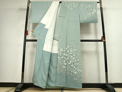平和屋着物●訪問着　枝花文　暈し染め　金彩　正絹　逸品　AABK7554fy