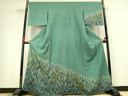 平和屋着物●皇室デザイナー　中村乃武夫　訪問着　樹林文　正絹　逸品　AABK7555fy