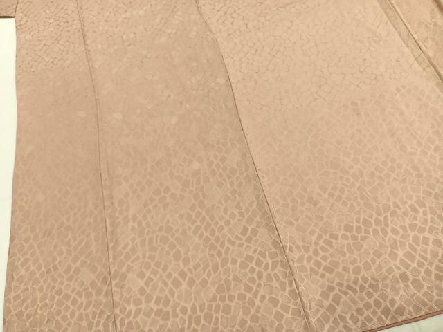 平和屋着物●上質な色無地　石畳地紋　洗柿色　正絹　逸品　AABK7556fy