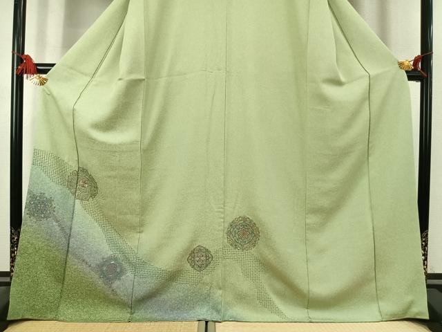 平和屋着物●訪問着　中国三大刺繍　汕頭刺繍　スワトウ刺繍　総刺繍　吉祥花文　暈し染め　金糸　さが美扱い　正絹　逸品　AABK7557fy