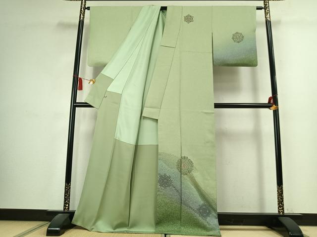 平和屋着物●訪問着　中国三大刺繍　汕頭刺繍　スワトウ刺繍　総刺繍　吉祥花文　暈し染め　金糸　さが美扱い　正絹　逸品　AABK7557fy