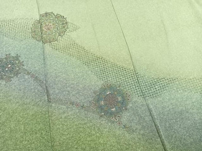平和屋着物●訪問着　中国三大刺繍　汕頭刺繍　スワトウ刺繍　総刺繍　吉祥花文　暈し染め　金糸　さが美扱い　正絹　逸品　AABK7557fy