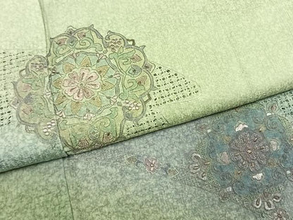 平和屋着物●訪問着　中国三大刺繍　汕頭刺繍　スワトウ刺繍　総刺繍　吉祥花文　暈し染め　金糸　さが美扱い　正絹　逸品　AABK7557fy