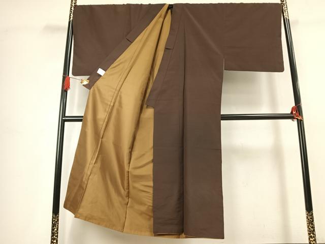 平和屋着物●男性　色無地　涅色　キングサイズ　洗える着物　AABK7561fy