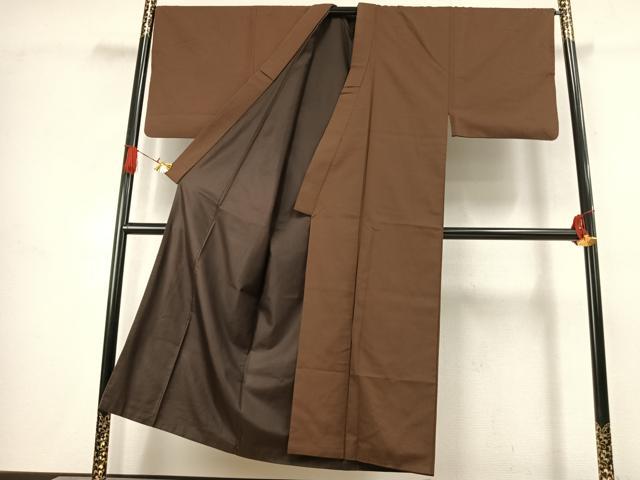 平和屋着物●男性　お召　アンサンブル　色無地　憲法色　正絹　逸品　AABK7562fy