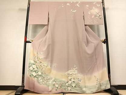 平和屋着物●訪問着　地紙花文　暈し染め　金彩　正絹　逸品　AABK7564fy