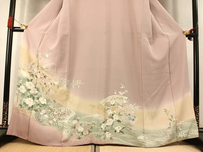 平和屋着物●訪問着　地紙花文　暈し染め　金彩　正絹　逸品　AABK7564fy