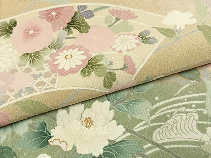 平和屋着物●訪問着　地紙花文　暈し染め　金彩　正絹　逸品　AABK7564fy