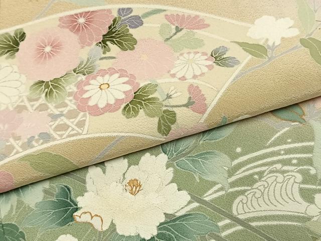 平和屋着物●訪問着　地紙花文　暈し染め　金彩　正絹　逸品　AABK7564fy