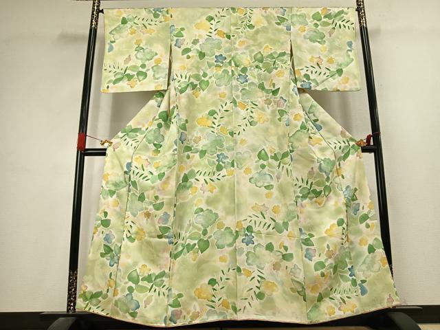 平和屋着物●上質な小紋　地紋起こし　草花文　暈し染め　正絹　逸品　AABK7567fy