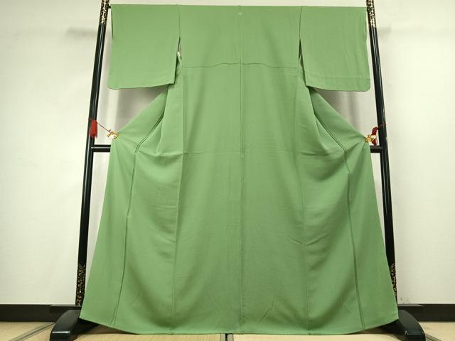 平和屋着物●上質な色無地　淡萌黄色　正絹　逸品　AABK7568fy