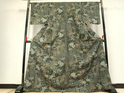 平和屋着物●本場染大島紬　枝花文　正絹　逸品　AABK7569fy