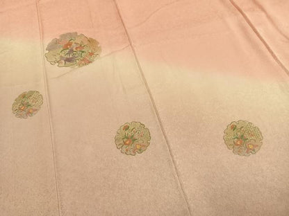 平和屋着物●訪問着　中国三大刺繍　汕頭刺繍　スワトウ刺繍　総刺繍　雪輪花文　暈し染め　正絹　逸品　AABK7571fy