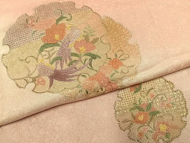 平和屋着物●訪問着　中国三大刺繍　汕頭刺繍　スワトウ刺繍　総刺繍　雪輪花文　暈し染め　正絹　逸品　AABK7571fy